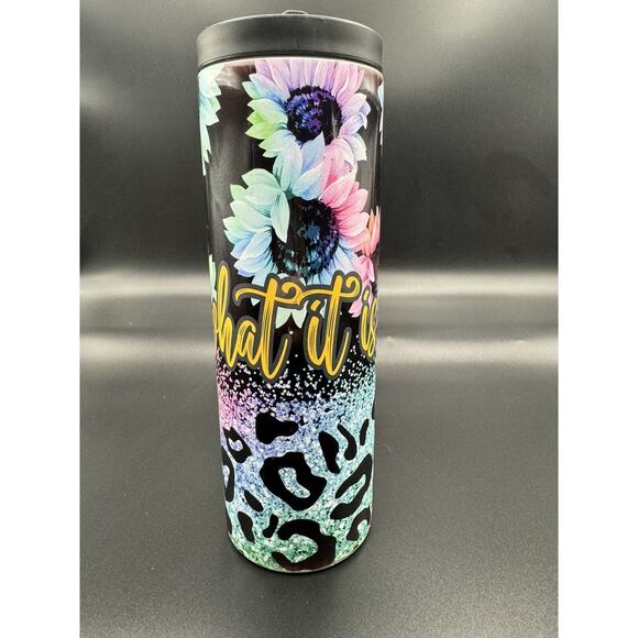 20oz skinny tumbler CUSTOM MADE stainless steel with Flip Top Sports Lid - Picture 3 of 6